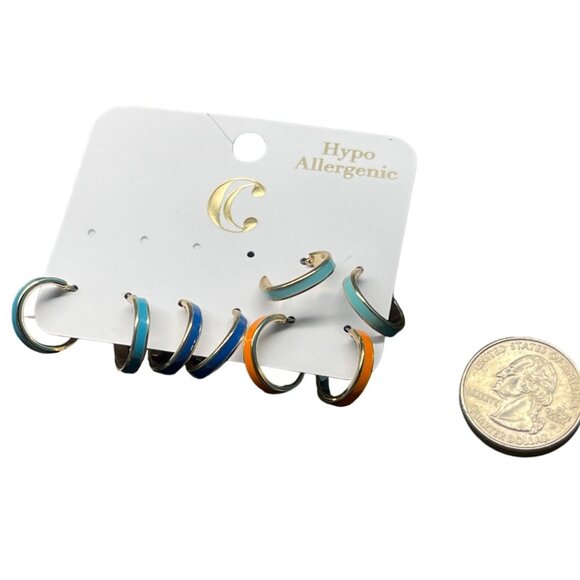 Charming Charlie Set Of 6 Hypoallergenic Colorful Enamel Hoop Earrings For Women - Picture 3 of 5